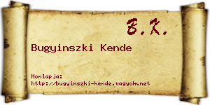 Bugyinszki Kende névjegykártya